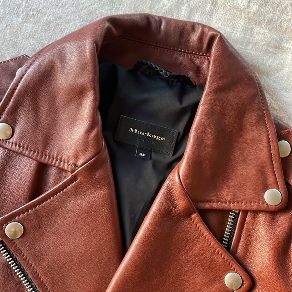 Mackage Baya Brown Leather Jacket Size S - Picture 3 of 9